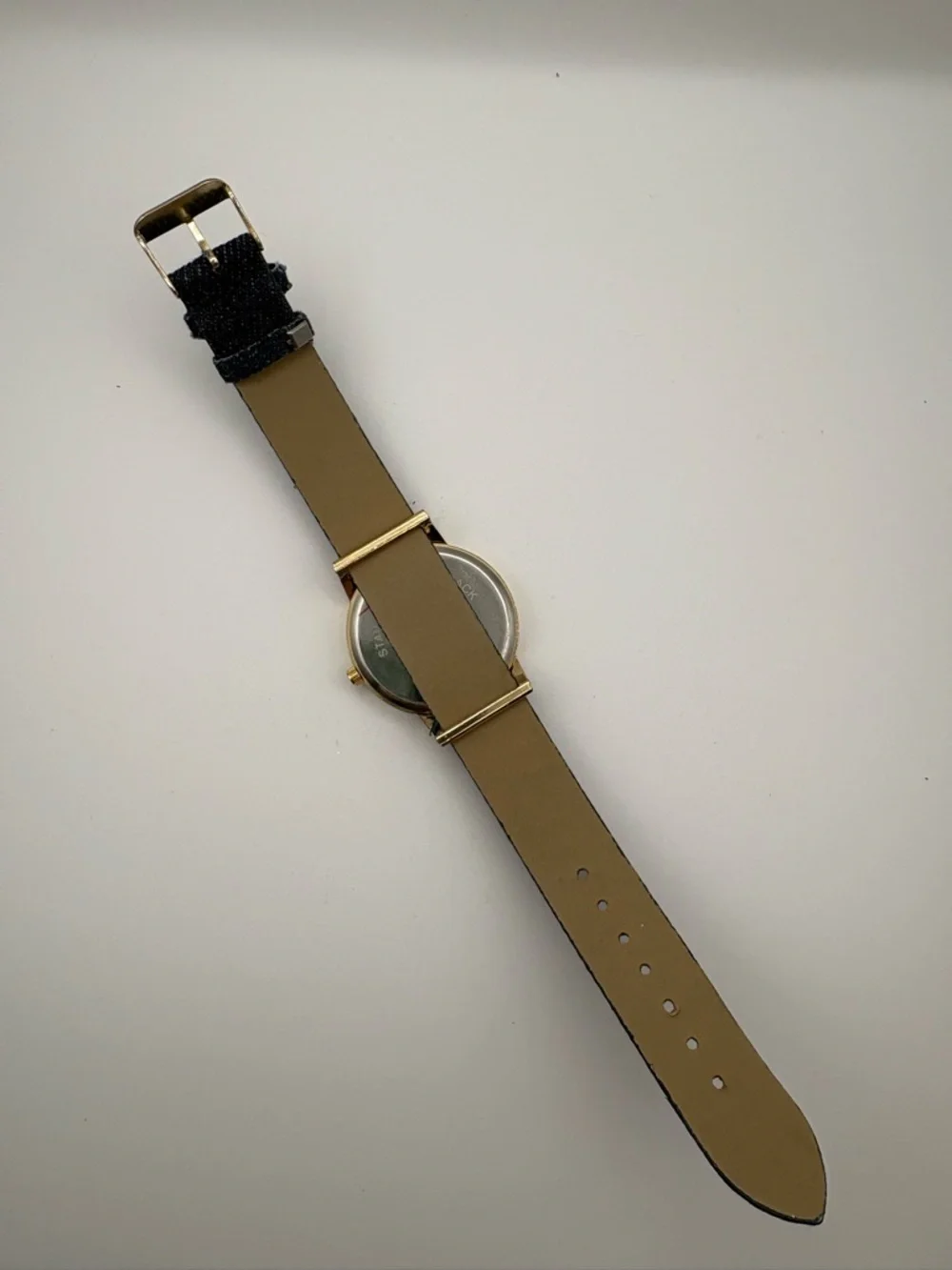 Jessica‎ Carlyle Gold Crystal Bezel Denim Strap Watch Today Will Be Awesome Dial